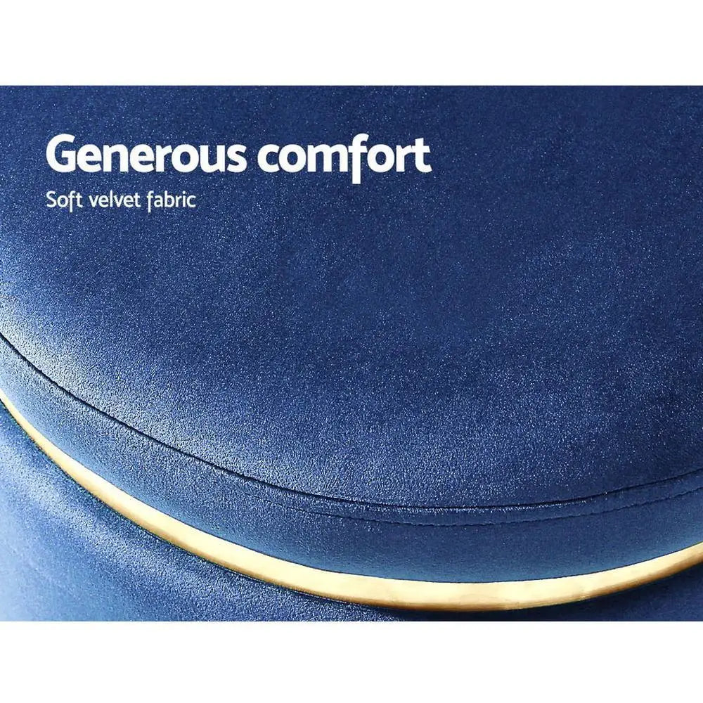 pouf rond velours bleu marine moderne élégant rangement tabouret d'appoint repose pieds compact.velours bordures