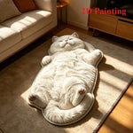 tapis sol chat tigré peluche gris blanc beige doux antidérapant chambre salon maison