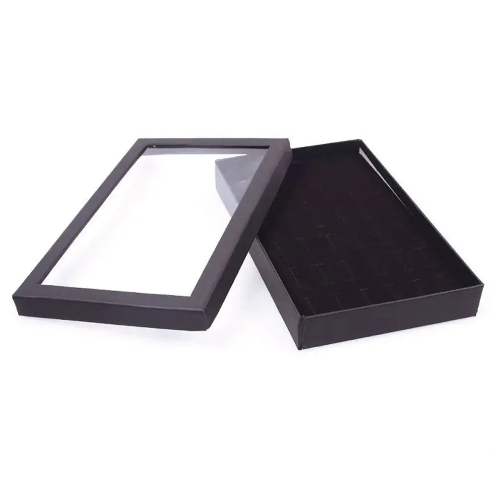 présentoir bijoux bagues velours transparent blanc noir classique élégant 21.7x13.5x3 cm 36 fentes