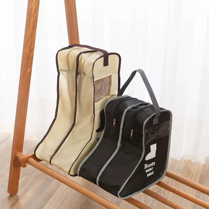 sac rangement chaussures noir beige pratique moderne anti poussière réutilisable poignée amovible fermeture glissière