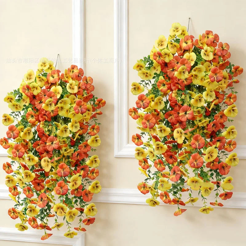 guirlande fleurs artificielles violet jaune blanc mariage anniversaire intérieur moderne décoratif