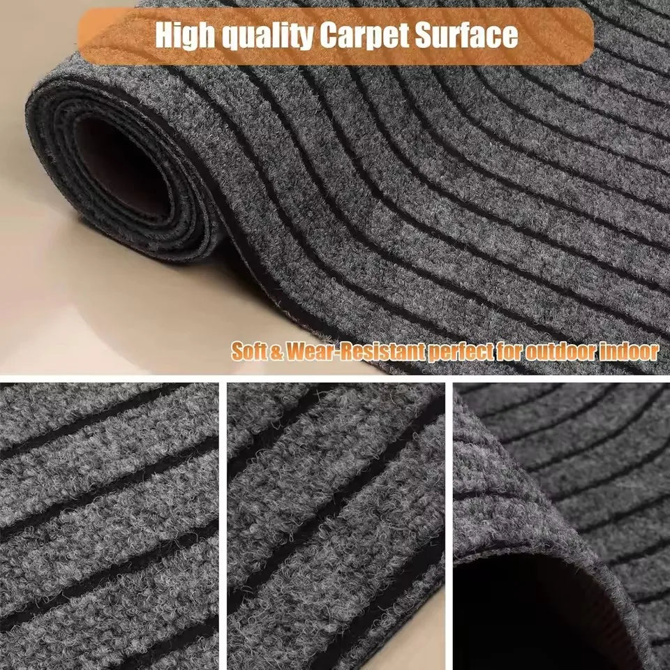 tapis anti dérapant moderne gris foncé rayures horizontales imperméable extérieur buanderie porte sol