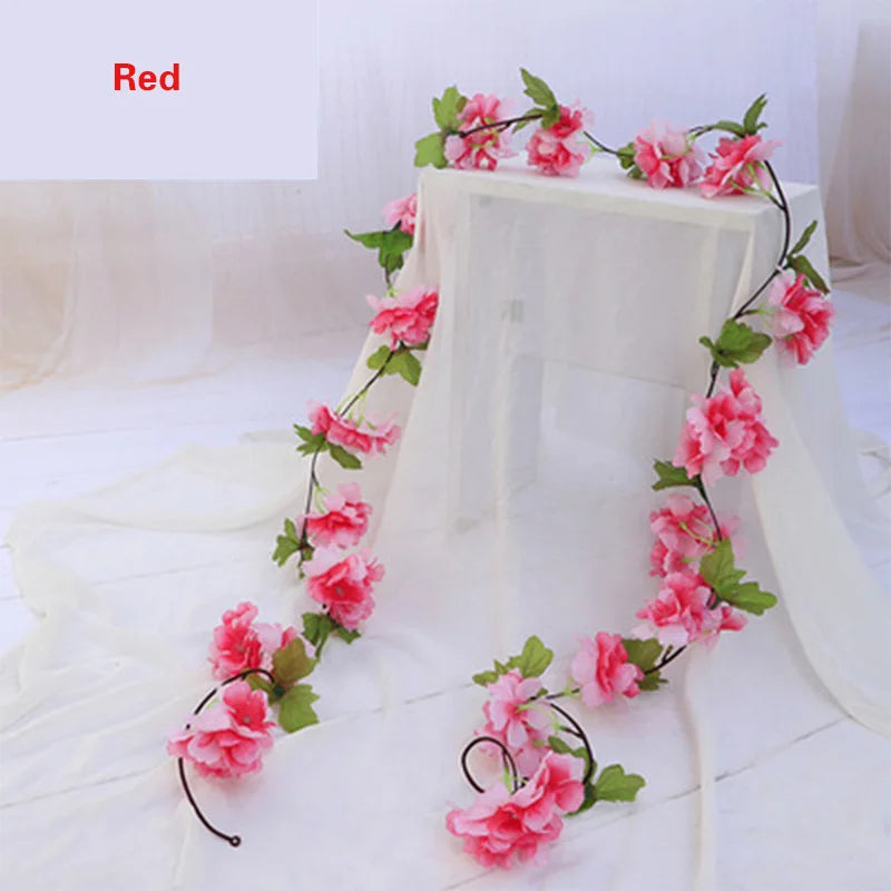 guirlande fleurs artificielles mariage rose clair blanc décoratif intérieur romantique 1.8m 135 têtes