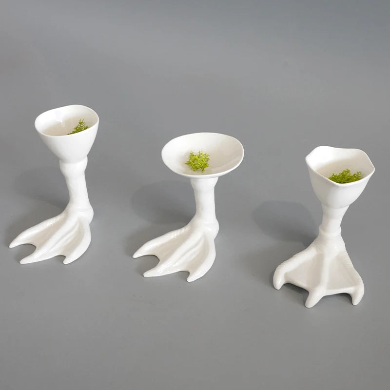 support dessert hexagonal blanc oiseau moderne cuisine vaisselle plateau desserts