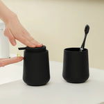 distributeur savon tasse dents noir mat moderne minimaliste respectueux environnement deux pièces