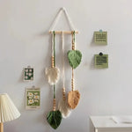 suspension murale feuilles vert bois boho naturelle deco chambre salon