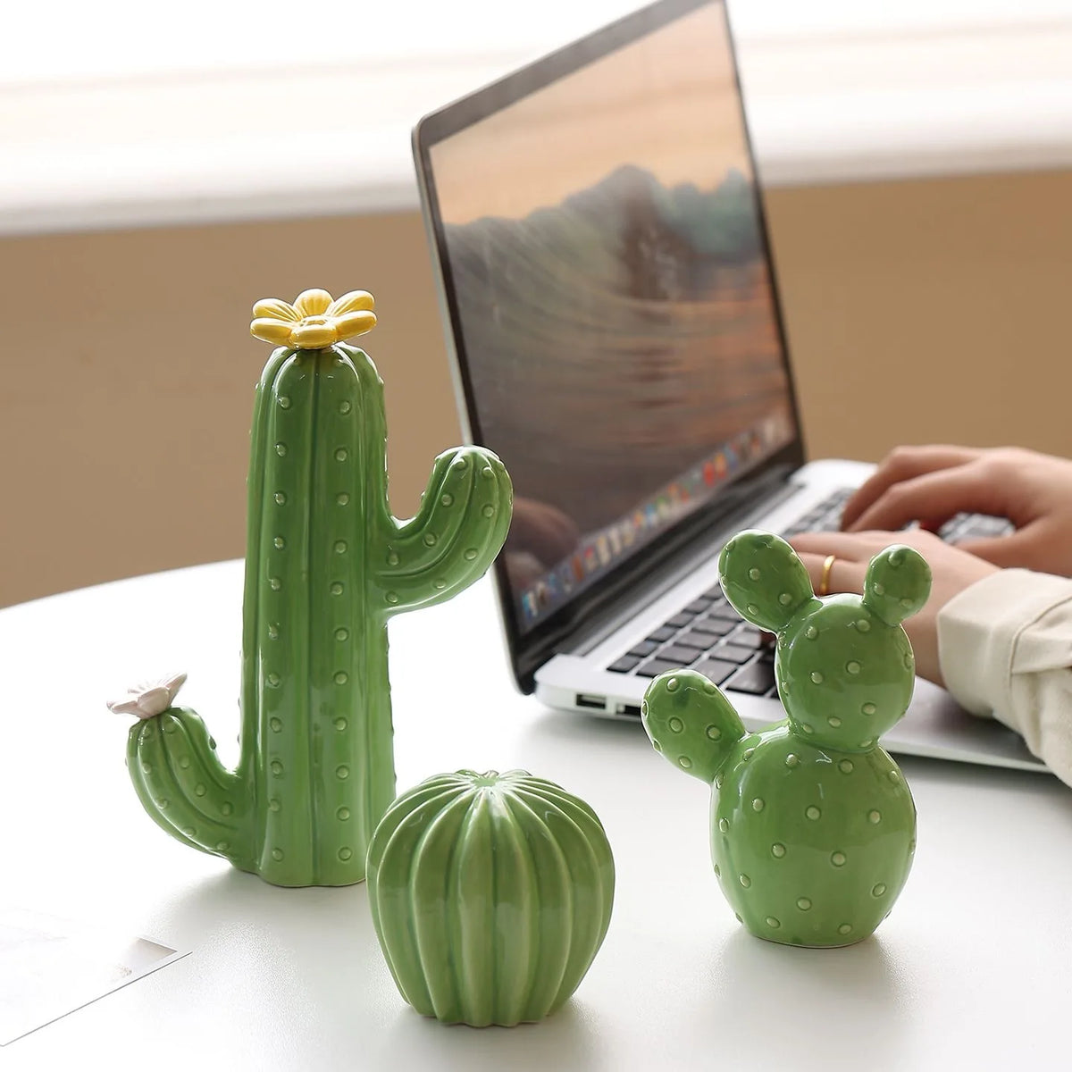 décoration intérieure cactus céramique vert moderne épines fleurs table ornement