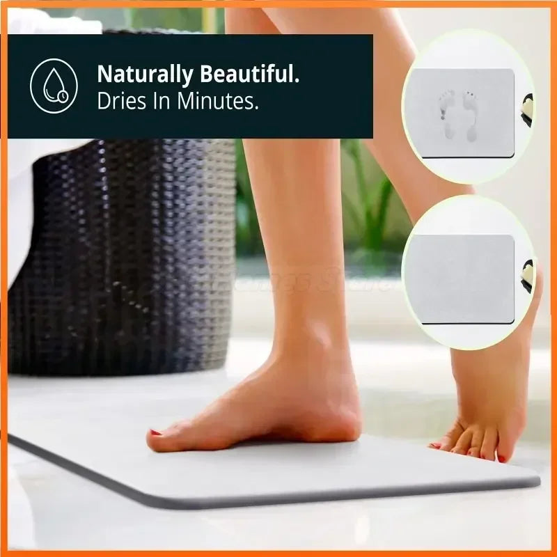 tapis bain antidérapant absorbant rapide diatomée microfibre moderne gris uniforme respectueux environnement