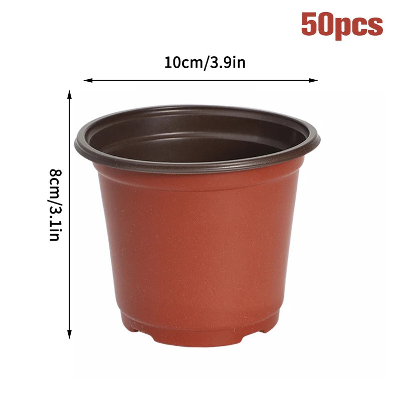 pots fleurs plastique rouge brun moderne grille drainage 10cm 12cm 9cm