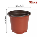pots fleurs plastique rouge brun moderne grille drainage 10cm 12cm 9cm