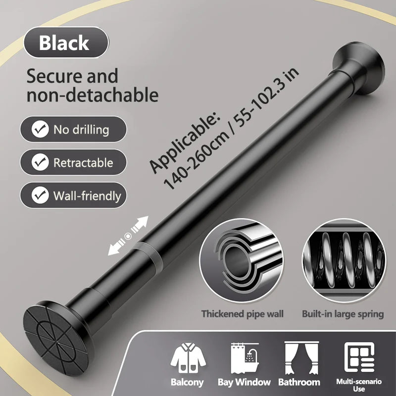 tige suspension noire blanche anti dérapante salle bain moderne facile installer robuste durable opaques