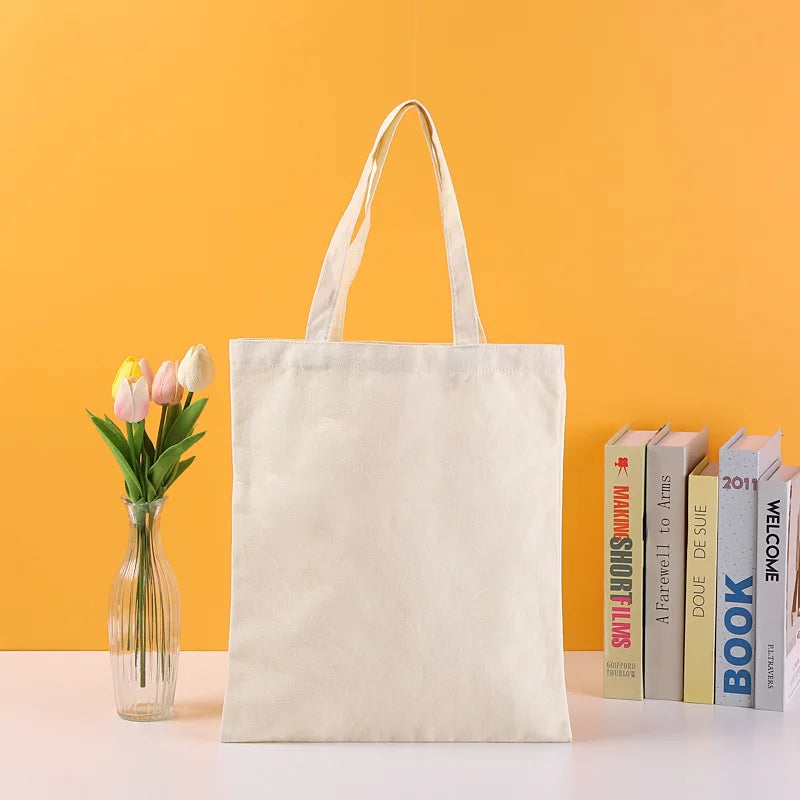 sac shopping réutilisable toile coton imprimé lettres blanc décontracté personalize possible