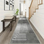 tapis géométrique moderne gris blanc antidérapant polyester maison chambre salle bain
