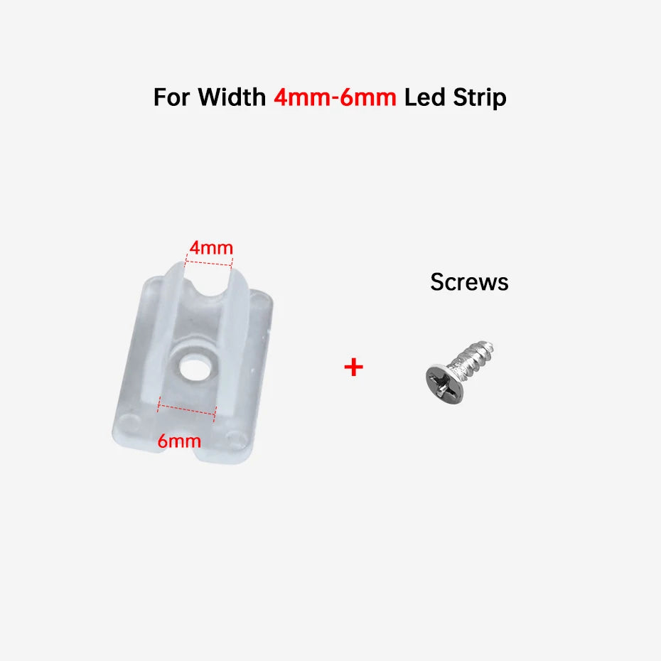 clips fixation ruban led transparent vis pratique fonctionnel 6mm 8mm 10mm 12mm 14mm