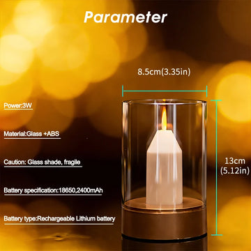 lampe led sans flamme bougie blanc doré verre transparent base opaque moderne minimaliste rechargeable