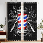 rideaux coiffeur motif ciseaux noir blanc moderne opacité pièces polyester