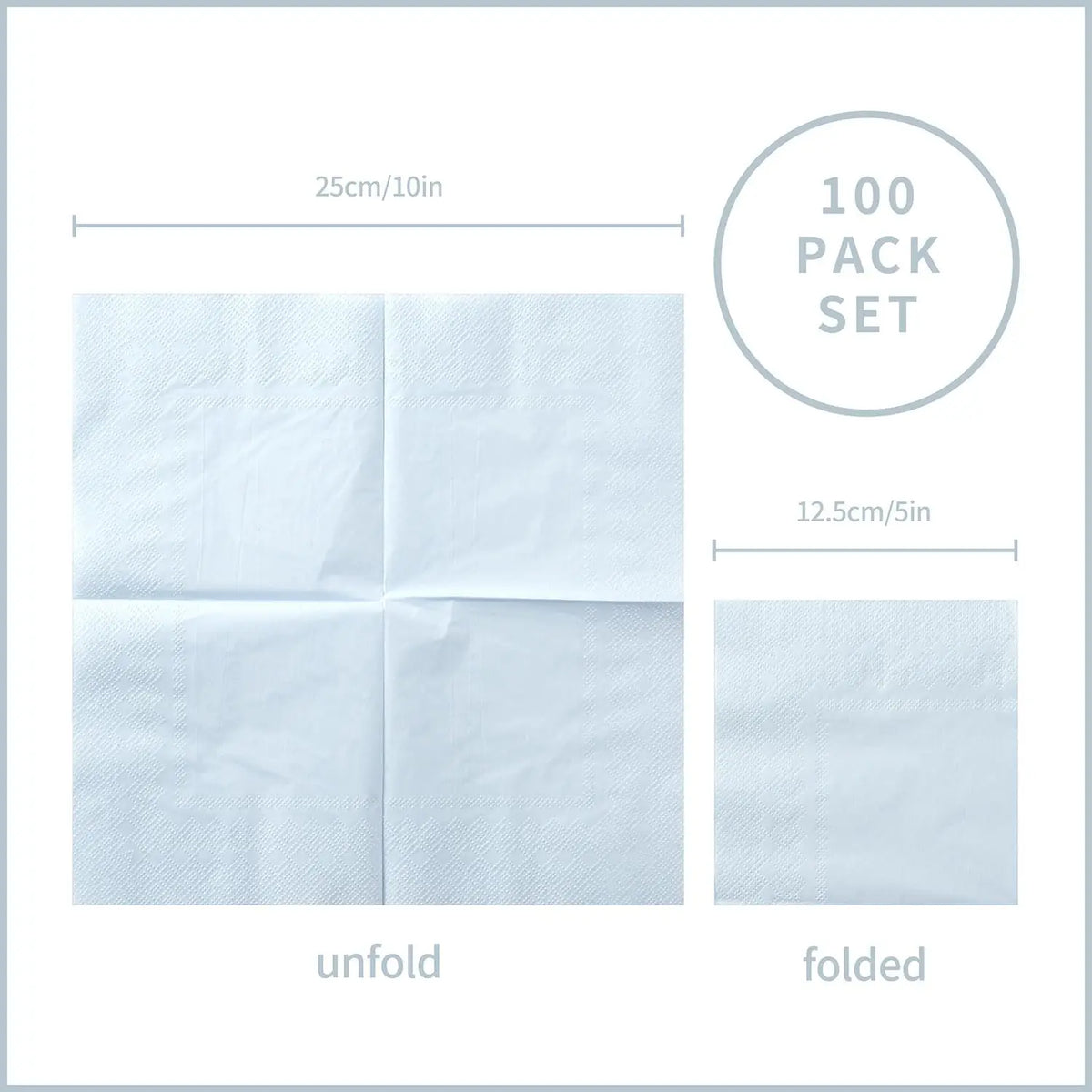 serviettes papier blancs simples pliées 12.5cm 12.5cm 100pcs jetables table événementnels