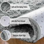 tapis noir blanc gris doux peluche épaisse moderne antidérapant confortable salon chambre coucher