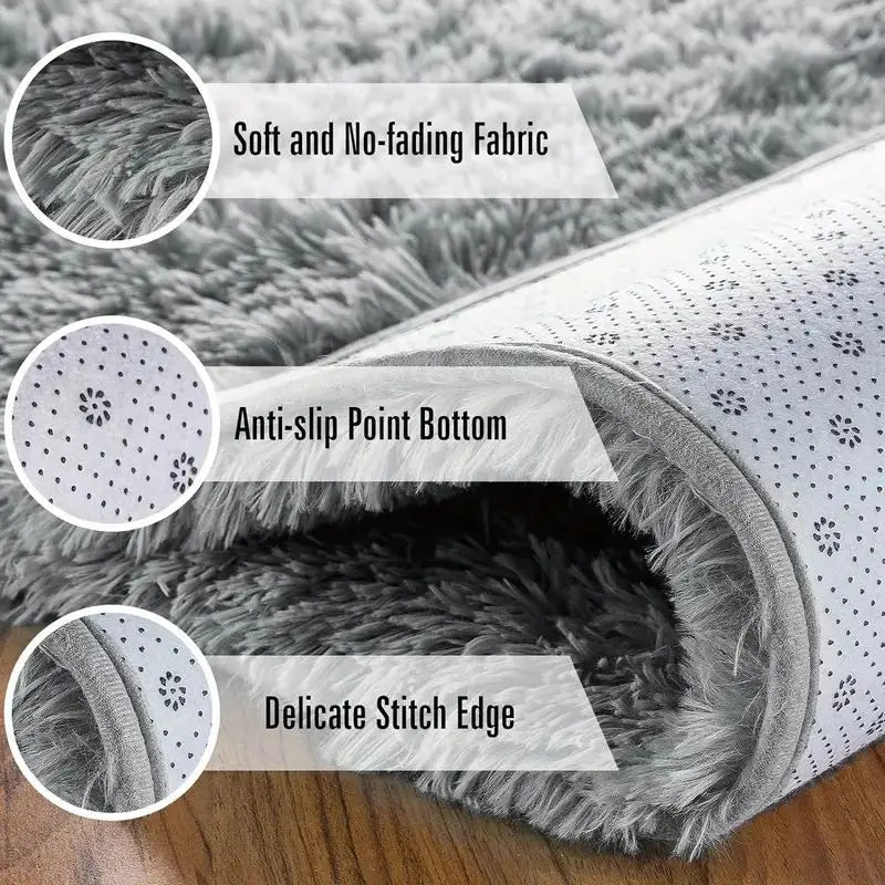 tapis noir blanc gris doux peluche épaisse moderne antidérapant confortable salon chambre coucher