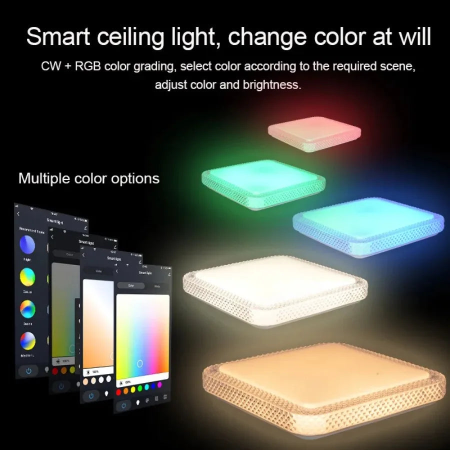 lampe intelligente blanc moderne grille diamants wifi app multicolore télécommande enceintes connectées
