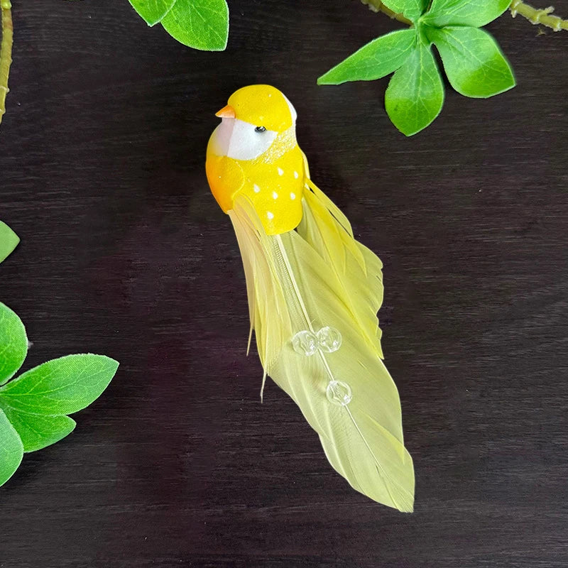 oiseaux décoratifs artificiels couleurs vives points blancs clips transparents décoration festive loisirs créatifs