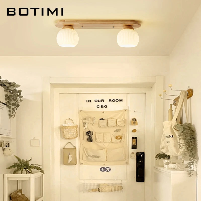 plafonniers modernes trois ampoules led bois naturel lumière blanche minimaliste