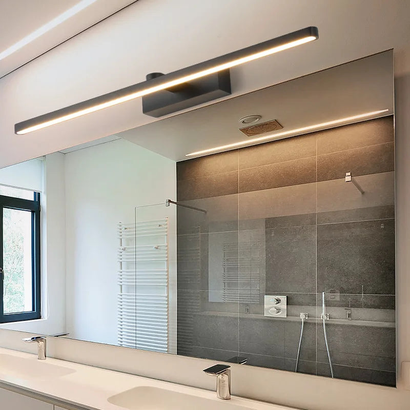 lampe led moderne salle bain miroir aluminium noir minimaliste éclairage quotidien 60cm 80cm 100cm