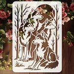 pochoirs stencil loup forêt blanc artisanal gravé peinture murale décoration artisanat gaufrage scrapbooking