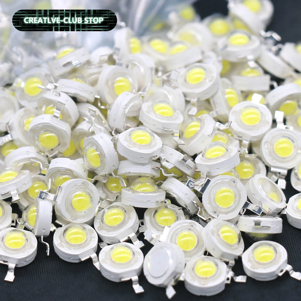 diodes led puissantes 1w 3w blanc jaune neutre froid support fer clips métalliques moderne