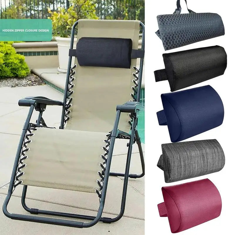 coussin chaise longue toile coton latex mémoire forme ronde ceinture élastique couleur beige noir