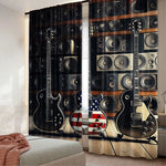rideau noir guitares haut parleurs americain polyester moderne graphique 100cm 200cm