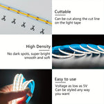 ruban led flexible blanc bleu adhésif interrupteur tactile câble usb dimmable moderne chambre cuisine