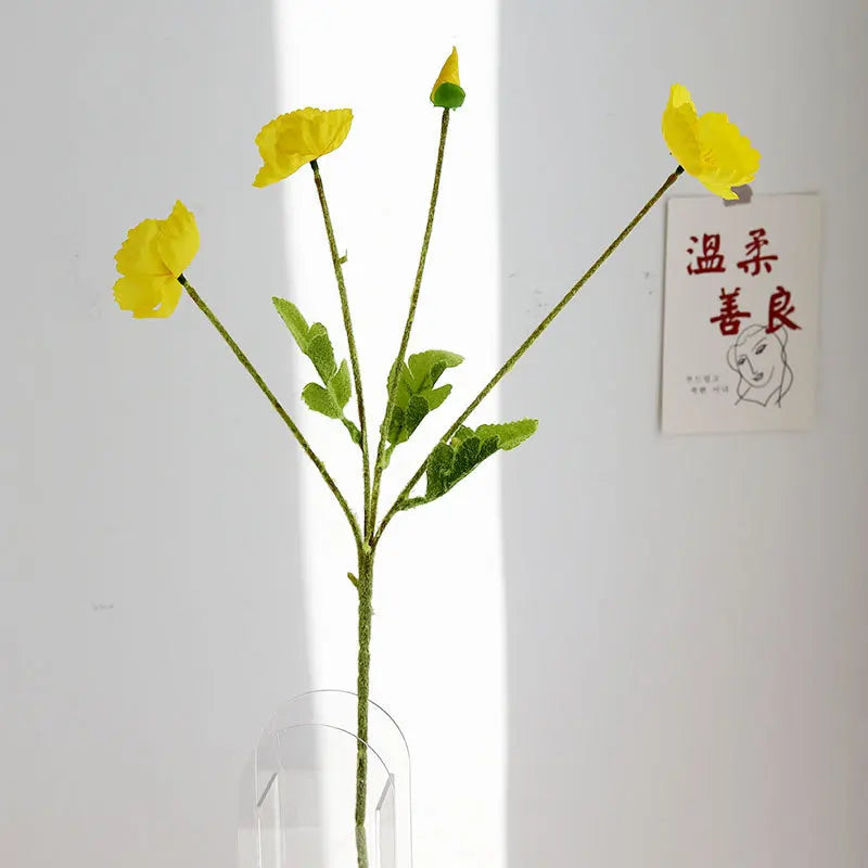bouquet artificiel fleurs modernes rouge blanc bleu jaune vert feuilles vertes mariage anniversaire décoration