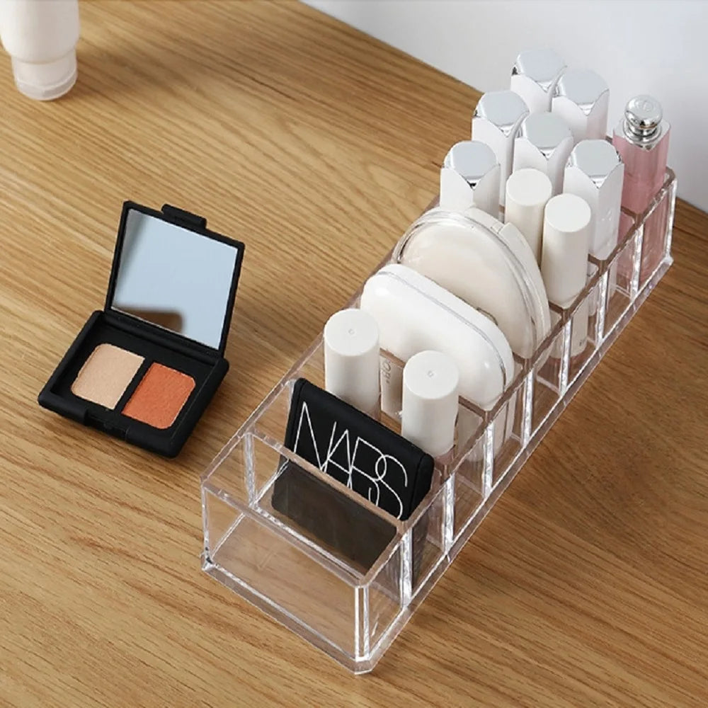 organisateur maquillage rangement transparent compartiments modernes pinceaux palette fards miroir boîtes cosmétiques efficace beauté