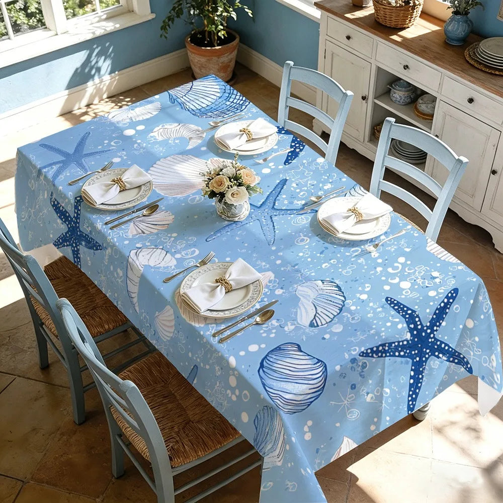 nappe imperméable polyester bleu clair motif étoiles mer moderne mariage fête