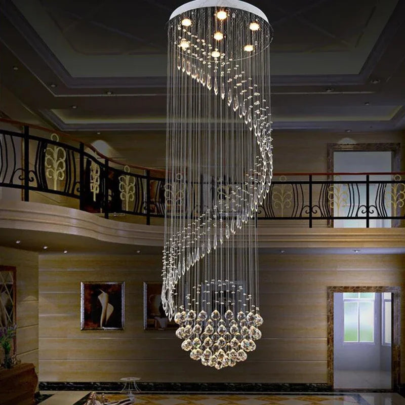 suspension lumineuse moderne cristal transparentes acier inoxydable led haute luminosité invisible multifonctionnelle