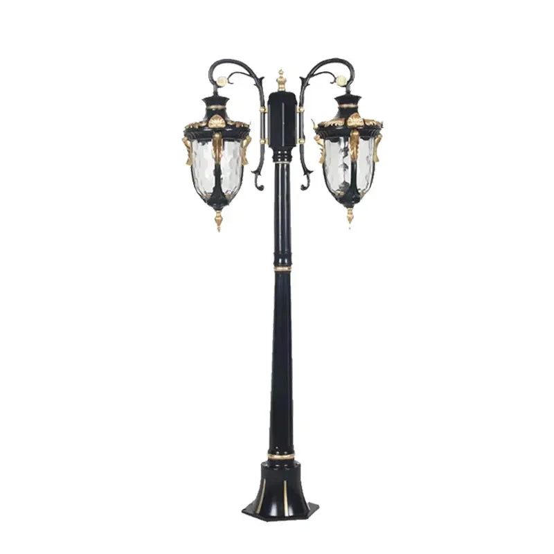 lampe jardin élégante vintage verre transparent ornements dorés extérieur noir doré ip65 led