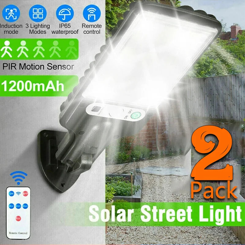 lampe solaire rue noire ip65 led moderne capteur mouvement télécommande fixée mur autonomes