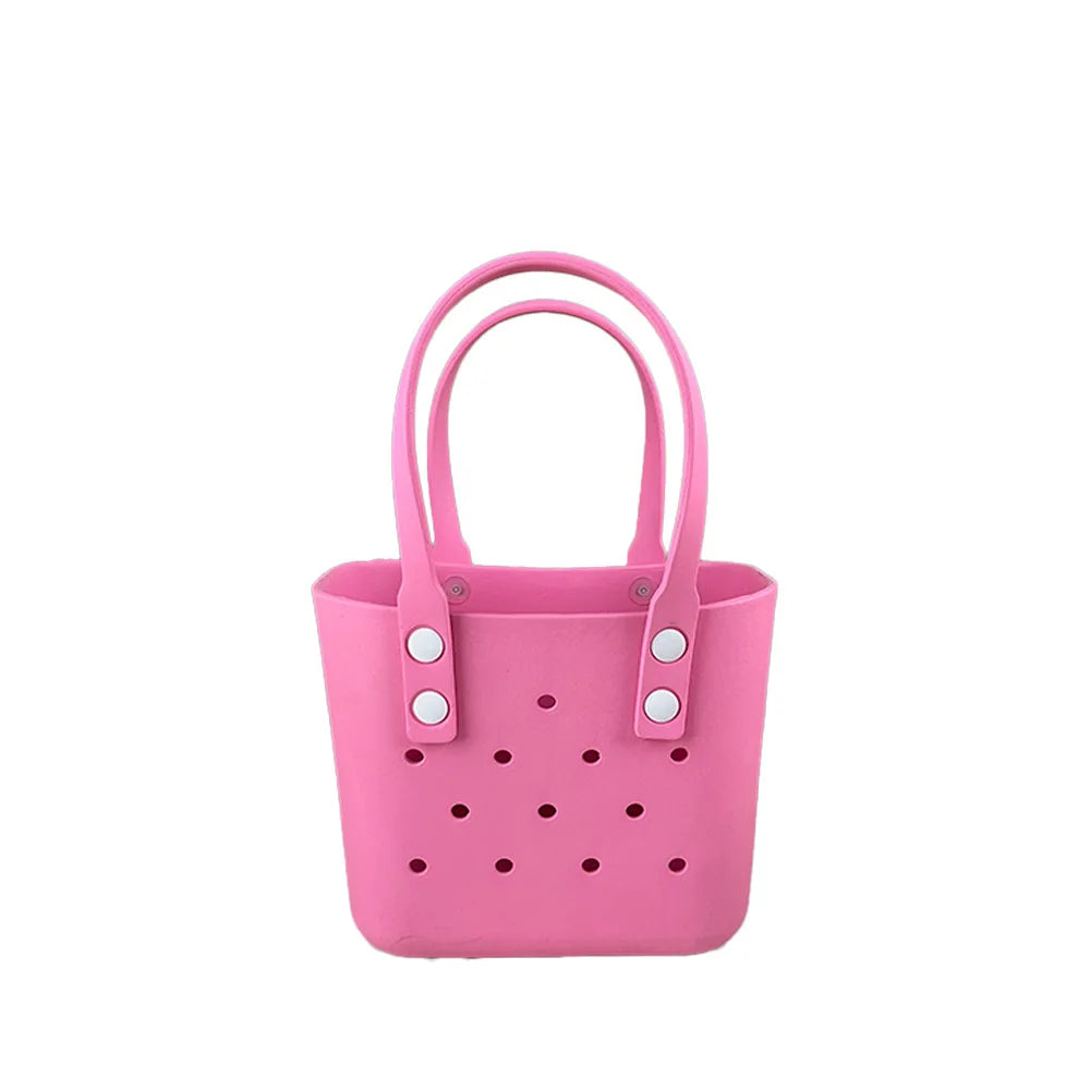 sac main vert jaune bleu perforé autocollants poignées détachables réutilisable respectueux environnement moderne casual