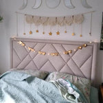 guirlande macramé boho chic beige clair motifs géométriques franges