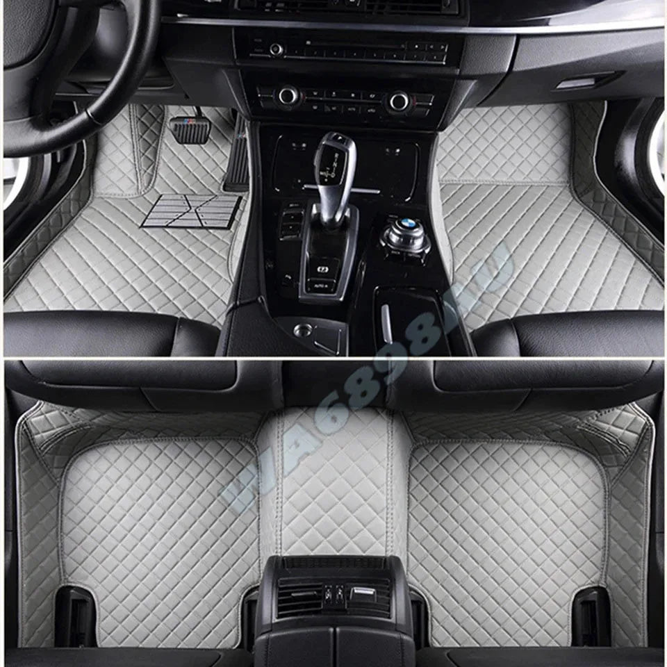 tapis sol voiture cuir noir marron moderne élégant losanges fibres naturelles résistants salissures