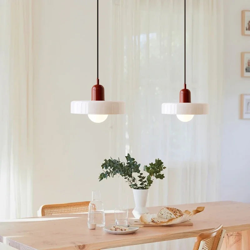 luminaire suspension moderne verre opale rond minimaliste salon chambre salle manger