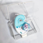 bougies anniversaire forme chiffres frozen elsa glitter bleu blanc decorative thème