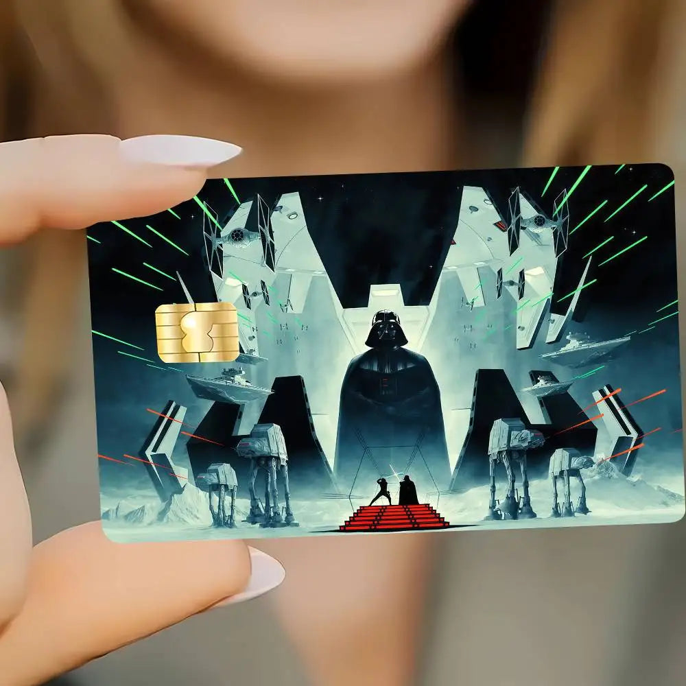 autocollants carte bancaire star wars images films vert beige noir orange bleu blanc adhésifs