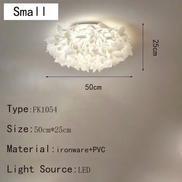 lampe suspendue moderne blanc feuilles papillons fer pvc led télécommande gradation 53cm 75cm