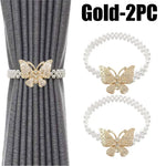 boucle rideau gris rose bleu doré papillon strassé blanches élégante décorative clip fixe