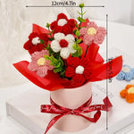Bouquet fleurs artificielles crochetées orange bleu rose violet blanc moderne
