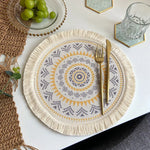 assiettes boho chic mandala feuilles points franges reutilisables antiderapantes isolation thermique respectueux environnement