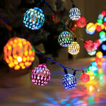 guirlande lumineuse solaire 5m 20leds violet géométrique moderne extérieur nocturne halloween noël mariage