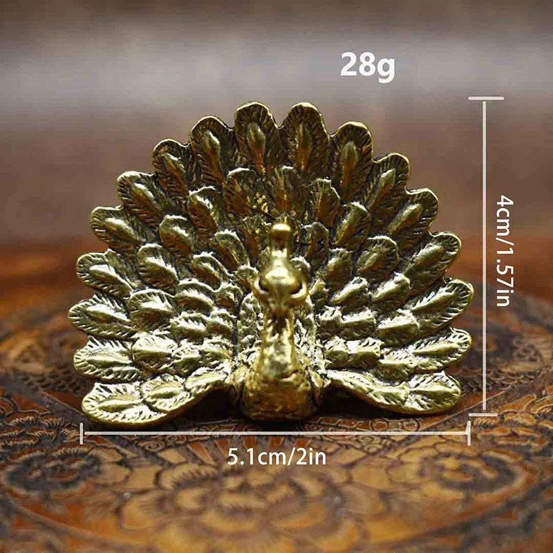 statuette paon métal doré bronze plumes texturées décoratif asiatique table maison erotique erotique erotique
